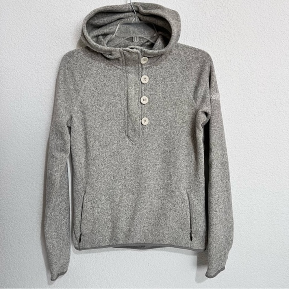 Gap Gray Knit Button Henley Front Mock Neck Cotton Sweater Medium